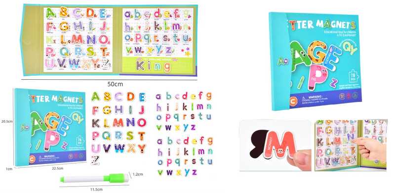 Магнітна гра C 75568 (50) англійська абетка, маркер “пиши-витирай”, у плівці