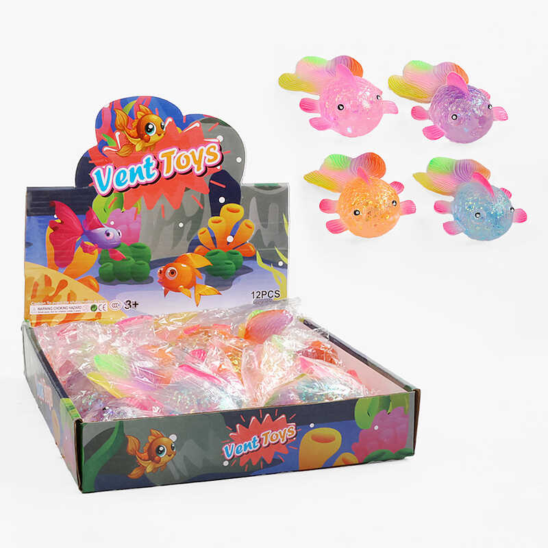 Гра антистрес C 72764 (24) ЦІНА ЗА 12 ШТУК В БЛОЦІ, “Рибки”, розмір - 9.5х6.5х4 см, глітер, гель, в коробці