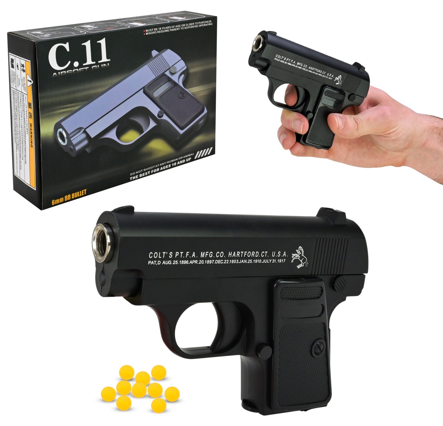 Пістолет - метал C11 , пласт. кулі , коробка