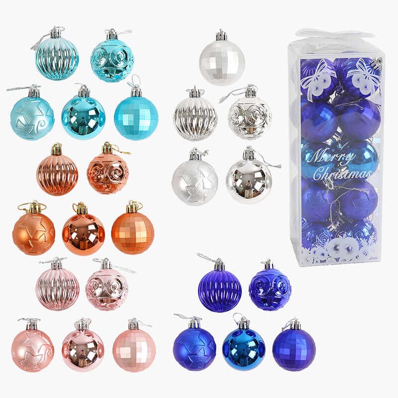 Новорічні прикраси C 67637 (60) 5 видів, кульки, 20 штук, D = 4.5 см, в слюді, ВИДАЄТЬСЯ ТІЛЬКИ МІКС ВИДІВ