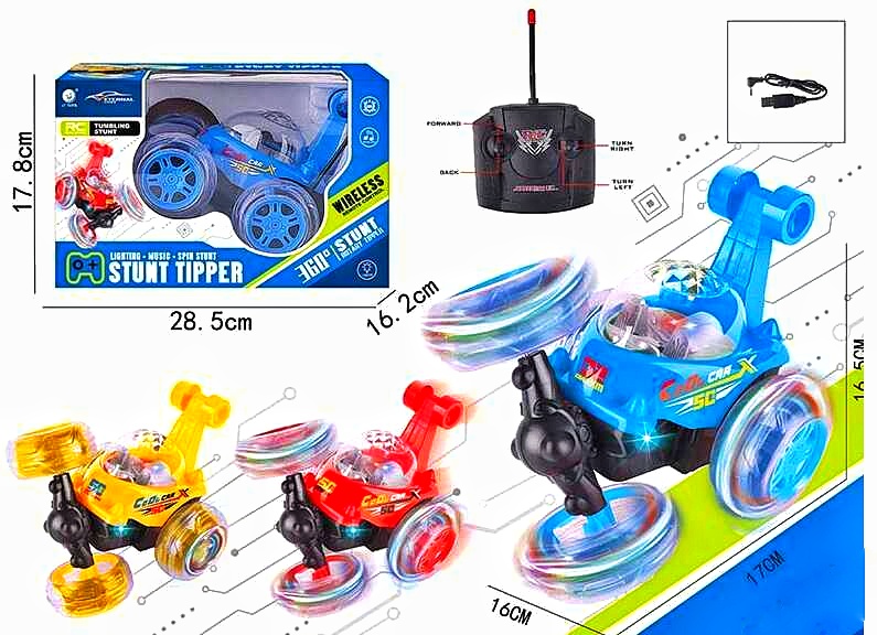 Машина на радіокеруванні JT 616 , "Перевертиш", 3 кольори, підсвічування, мелодія, в коробці