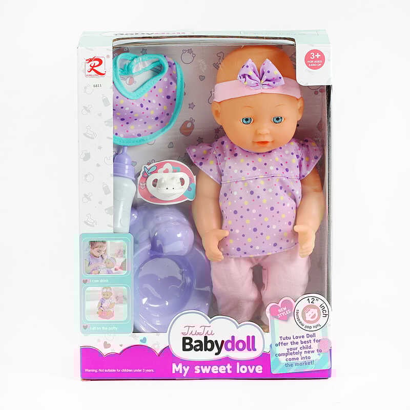 Пупс 6811 (24) п’є з пляшечки, ходить на горщик, аксесуари, висота 32 см, в коробці