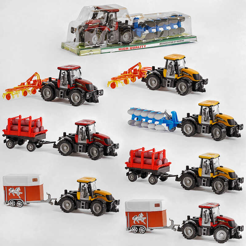 Трактор 4066 А / 5066 А / 8066 А / 90 (30) 4 види, 2 кольори, з причепом, інерція, відкриваються двері, регулювання коліс, в слюді