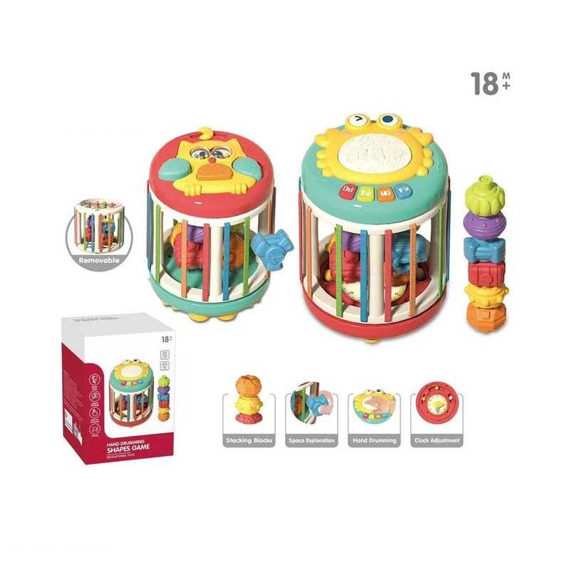 Ігровий центр YL 521 (48) еластичні решітки, підсвічування, пальчикові ігри, піаніно, годинник, режими гри, регулювання гучності, мелодії, ноти, звуки, брязкальце-конструктор, в коробці