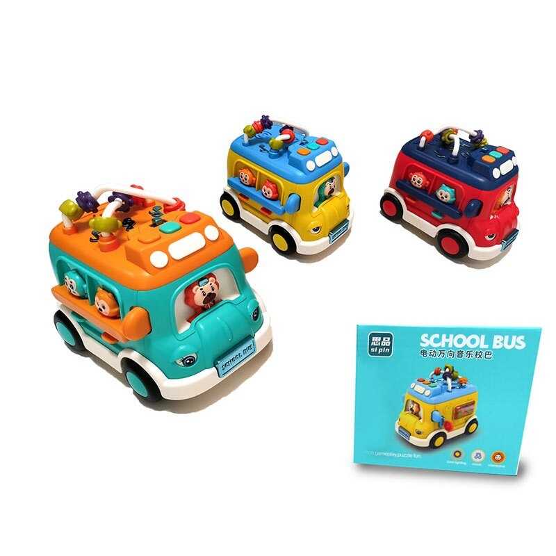 Музичний автобус 9809 C (60/2) 3 кольори, пальчикові ігри, звуки, мелодії, колесо вільного ходу, 2 режими гри, підсвічування, рухомі шестерні, на батарейках, в коробці, ВИДАЄТЬСЯ ТІЛЬКИ МІКС ВИДІВ