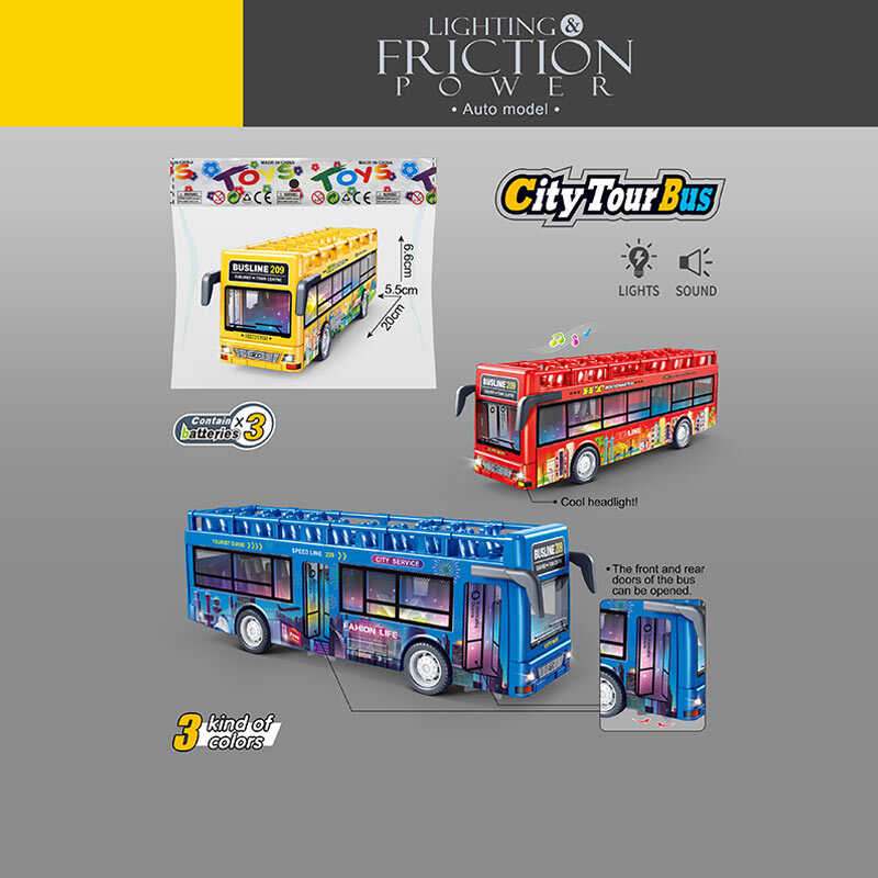 Автобус 7736 (110) 3 кольори, звуки, підсвічування, інерція, гумові шини, на батарейках, відчиняються двері, в пакеті, ВИДАЄТЬСЯ ТІЛЬКИ МІКС ВИДІВ