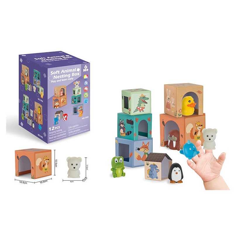 Розвиваюча гра 1196 (48) 6 тваринок, 6 кубиків, пальчиковий театр, в коробці