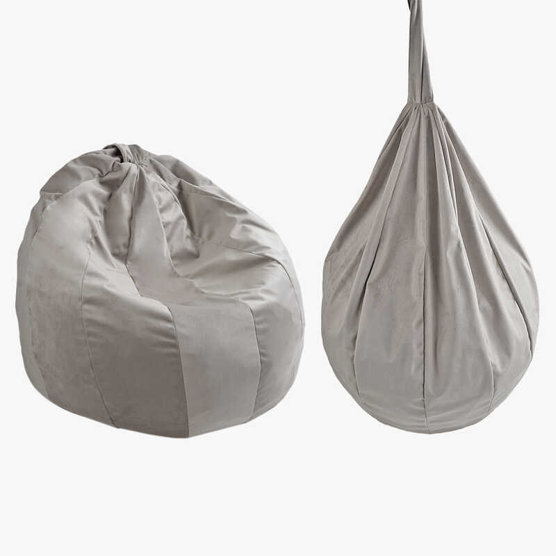 гр Крісло-мішок "Груша" 54006 колір сірий (1)  чохол — меблевий велюр, наповнювач — пінопластові кульки, внутрішній чохол,  в пакеті