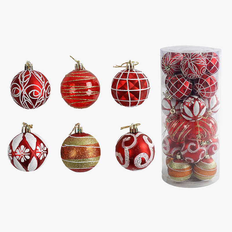 Новорічні прикраси C 67618 (32) 24 штуки, кульки, D = 6 см, у слюді