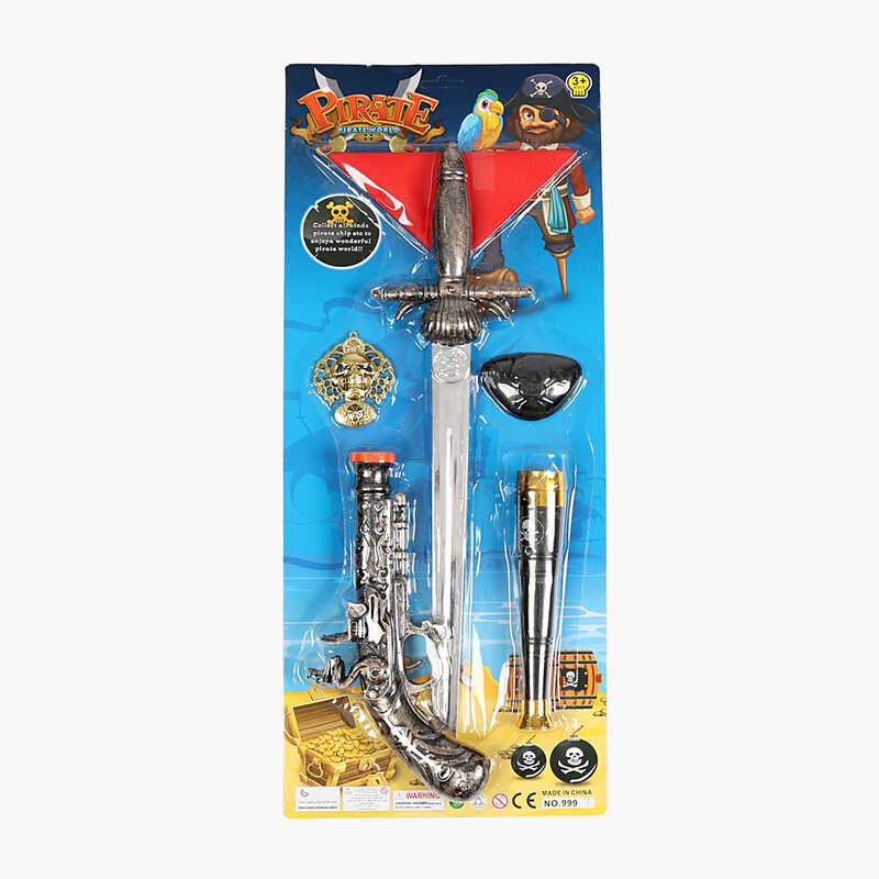 Набір пірата 999-7 (144/2) меч довжиною 46 см, пістоль, підзорна труба, на листі