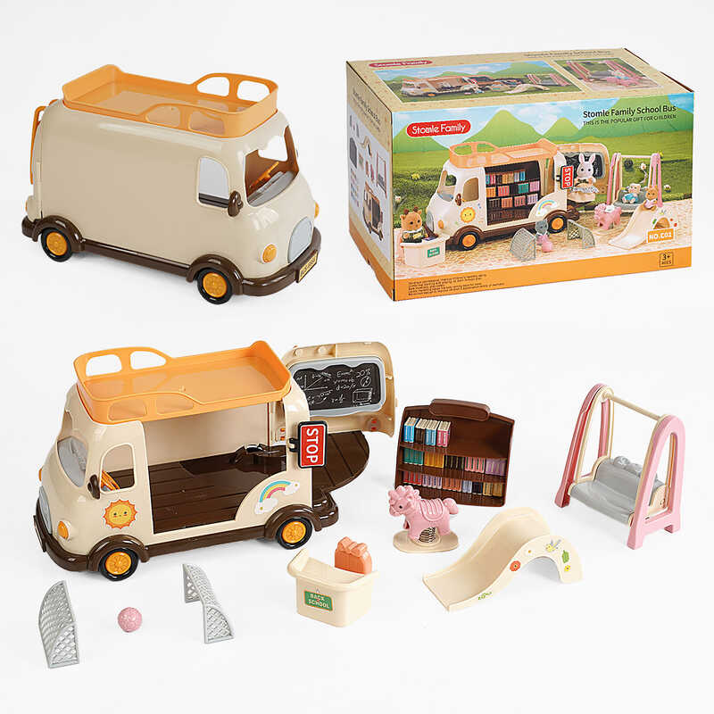 Автобус C 01 (24) “Школа”, аксесуари, меблі, наліпки, рухливі елементи, в коробці