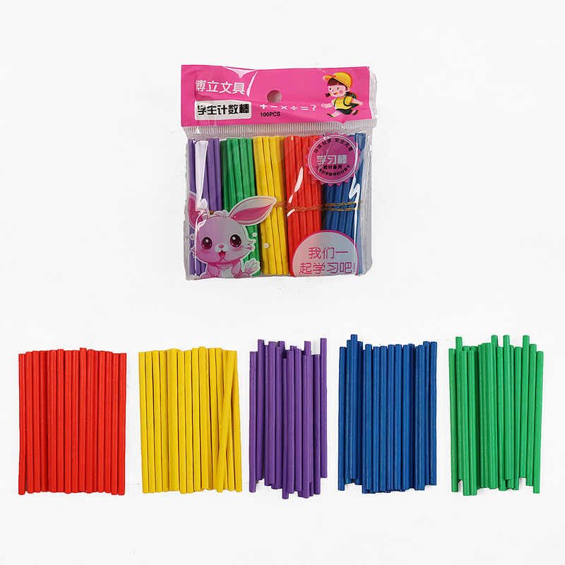 Палички для лічби C 73209 (600) 100 штук, дерев’яні, 5 кольорів, в пакеті