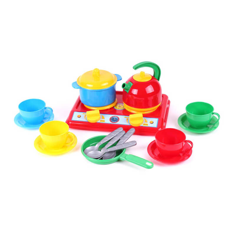 гр Кухня "Галинка 5" 1851 (12) "Technok Toys", плита, посуд на 4 персони, чайник, пательня, каструля, в пакеті