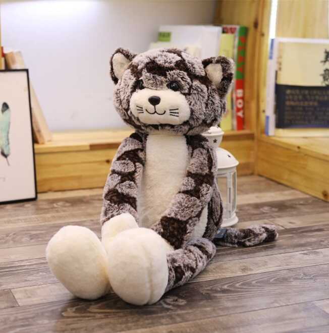 М`яка іграшка M 18803 (90) "Котик", сидяча, загальна довжина 62 см, висота в сидячому положенні 34 см, пластикові очі