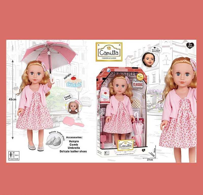 Лялька A 931 B (24/2) висота: 45 см, імітація скляних очей, закриває очі, прошите волосся, гребінець, аксесуари, в коробці
