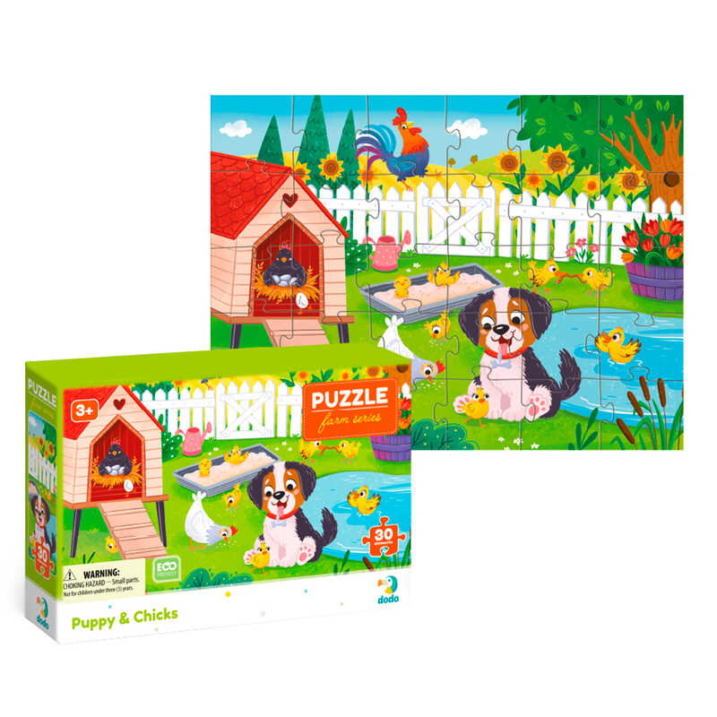 гр Пазл "Песик та курчата" 300681 (32) "DoDo", 30 елементів, в коробці