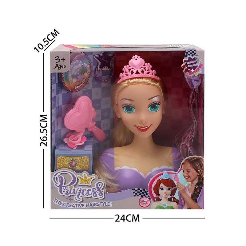 Манекен для зачісок LK 1712 C (48/2) аксесуари, гребінець, корона, пасмо, в коробці