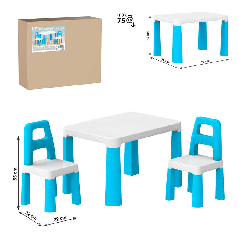 гр Дитячий стіл з двома стільцями 0471 (1) "Technok Toys", заокруглені кути, ніжки зі вставками, 2 стільця, в коробці