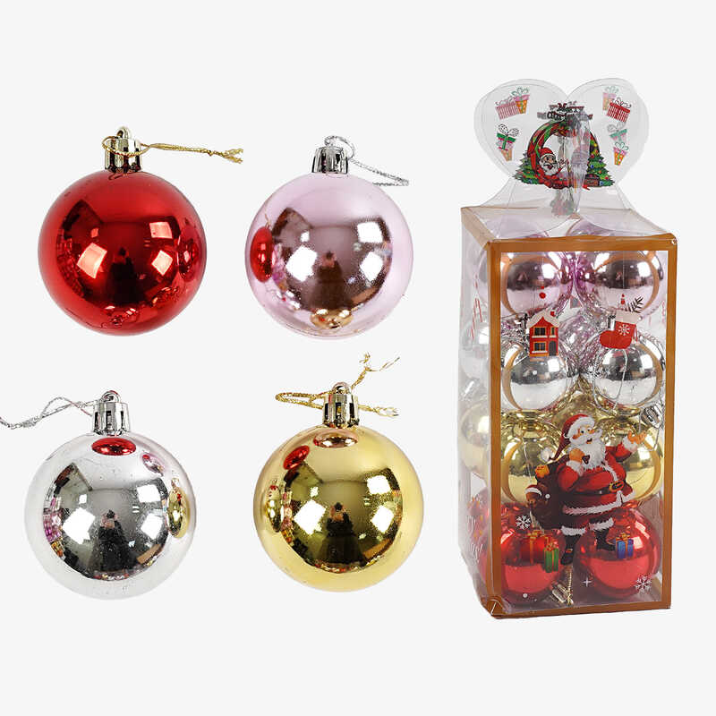 Новорічні прикраси C 67352 (72) 16 штук, кульки, D=5 см, у слюді