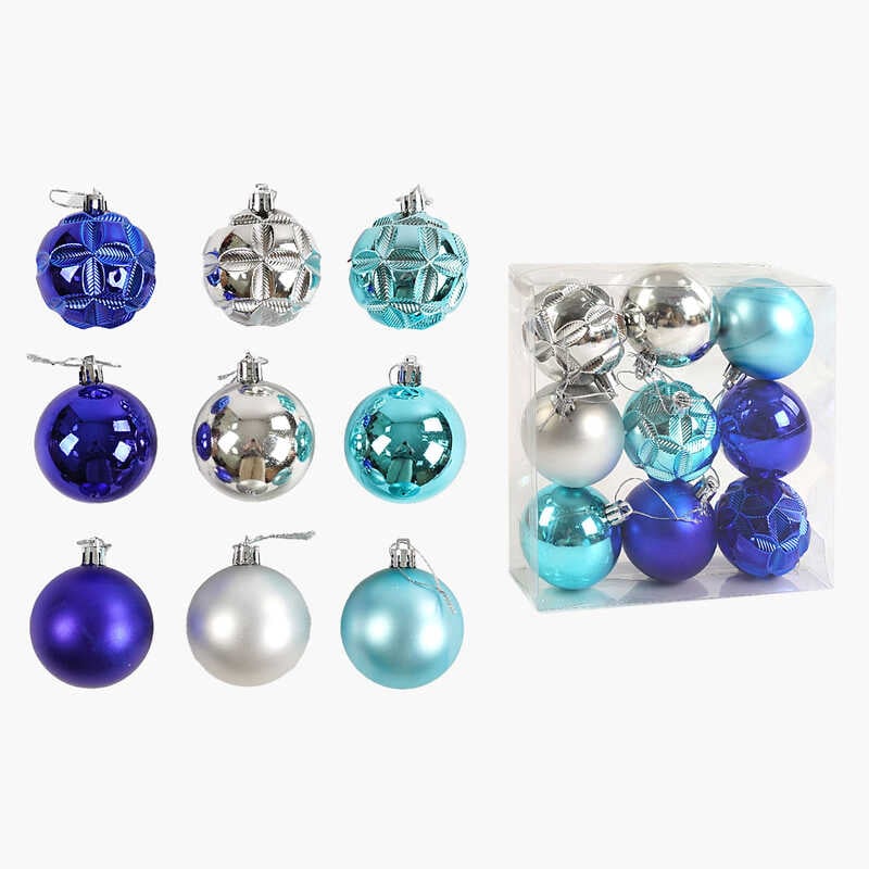 Новорічні прикраси C 67547 (80) кульки, 9 штук, D = 6 см, в слюді