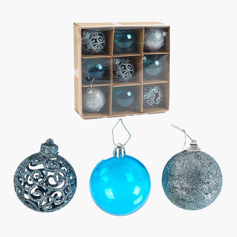 Новорічні прикраси C 67519 (120) 9 штук, кульки, D = 5,5  см, у слюді