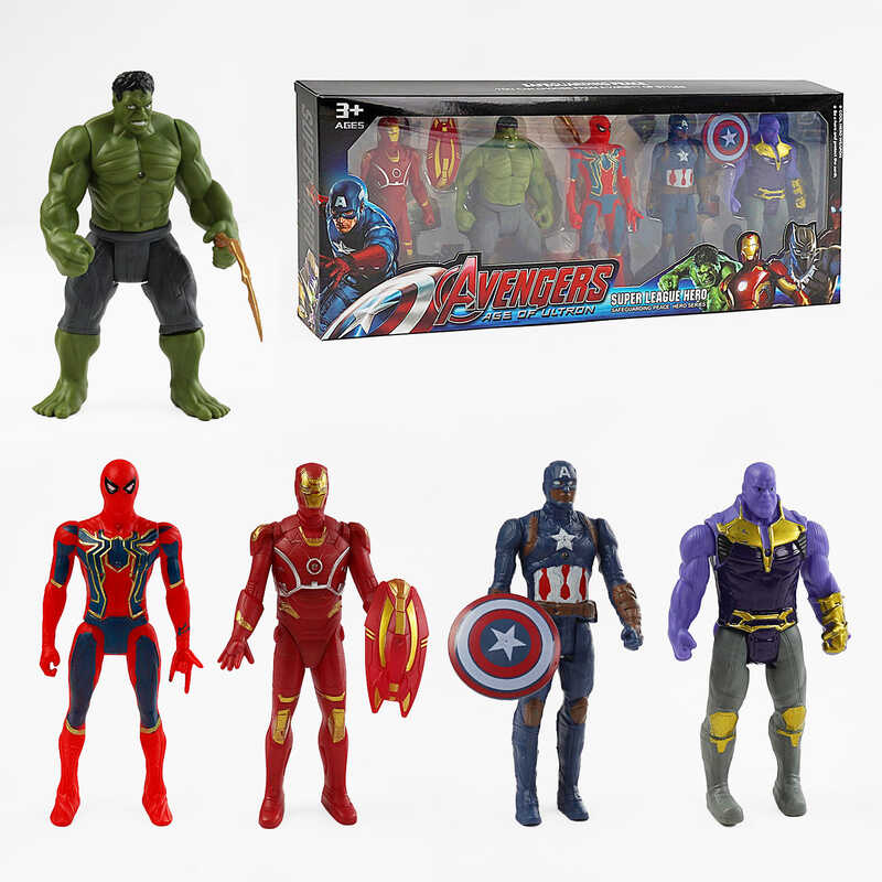 Набір героїв 6626 A (72/2) 5шт., підсвічування, висота 15см, рухливі кінцівки, 2 щити, 4 лапи павука, в коробці