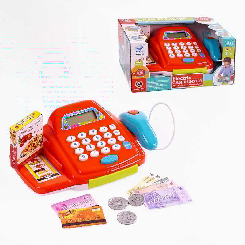 Касовий апарат 66109 (48/2) калькулятор, підсвічування, звук, банківська картка, гроші, в коробці