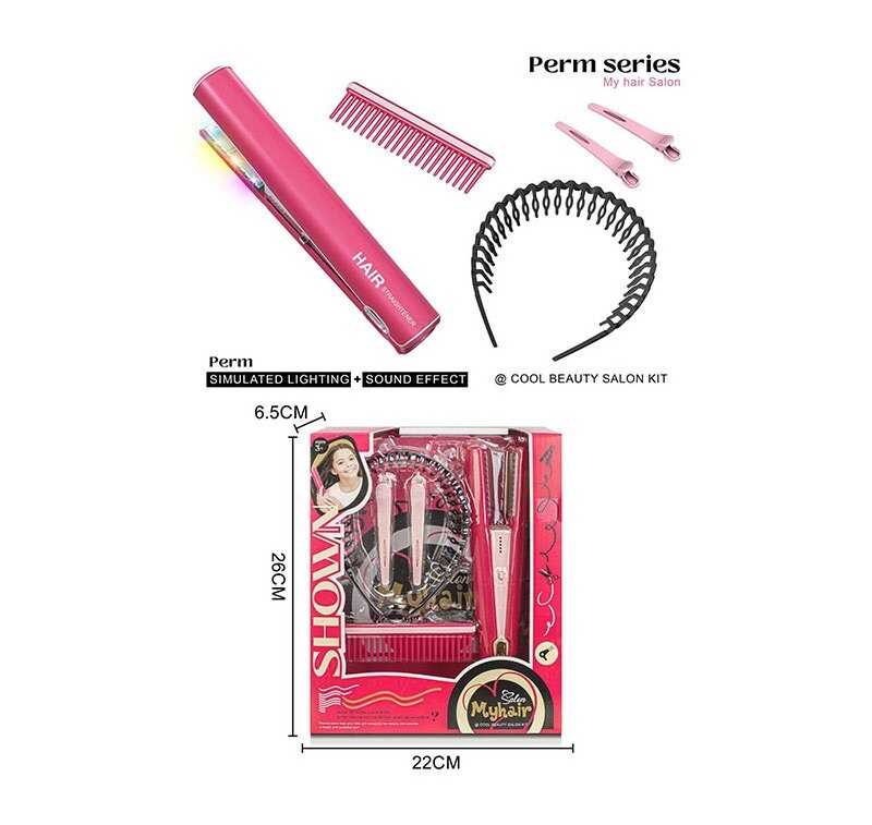 Набір перукаря 2805-8 (72/2) підсвічування, звуки, функціональний стайлер, гребінець, затискачі, обруч, в коробці