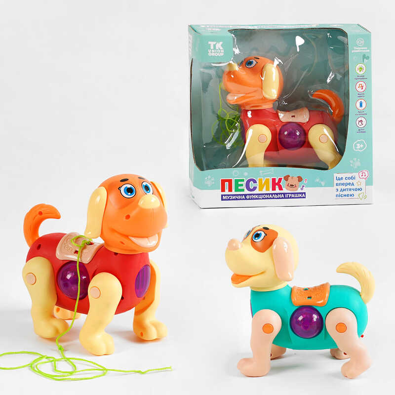 Музична іграшка “Песик” TK - 20863 (48/2) "TK Group", 2 кольори, ОЗВУЧУВАННЯ УКРАЇНСЬКОЮ МОВОЮ, на батарейках, звук, підсвічування, в коробці