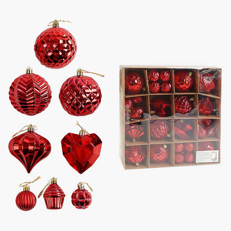 Новорічні прикраси C 67602 (16) 40 штук, кульки, тістечка, бурульки, в коробці