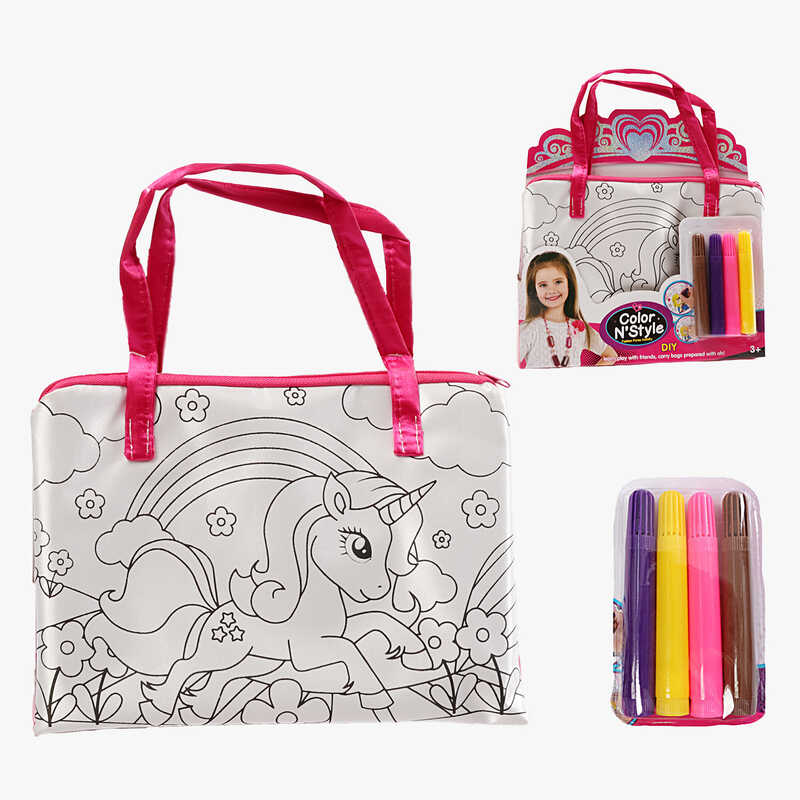 Сумка-розмальовка 613-7 (144/2) текстильна, 4 мініфломастери, застібається на блискавку, на листі