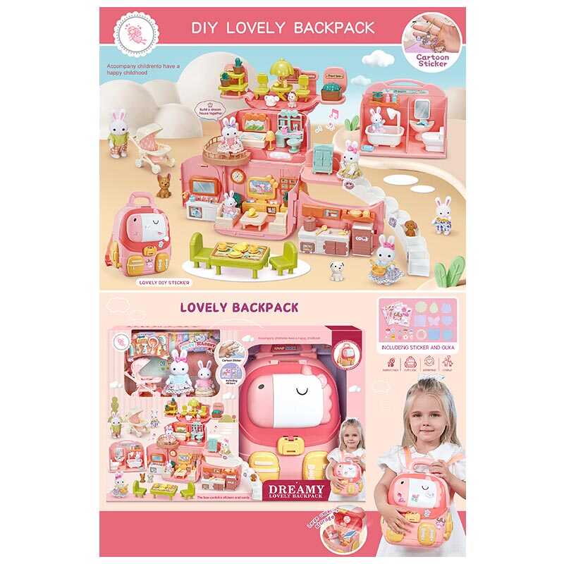 Будиночок 6701 (6) складається у рюкзачок, звуки, музика, підсвічування, флоксові фігурки, меблі, аксесуари, наліпки, набір для творчості, інструкція, в коробці