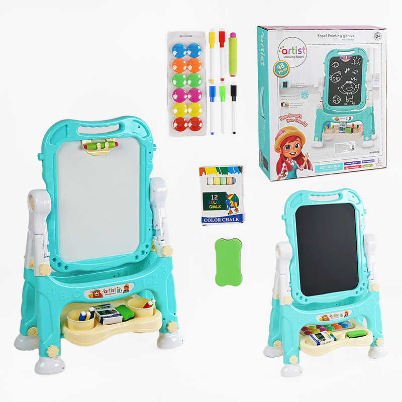 Мольберт 050-12 (12) двосторонній, маркери, крейда, губка, магніти, в коробці