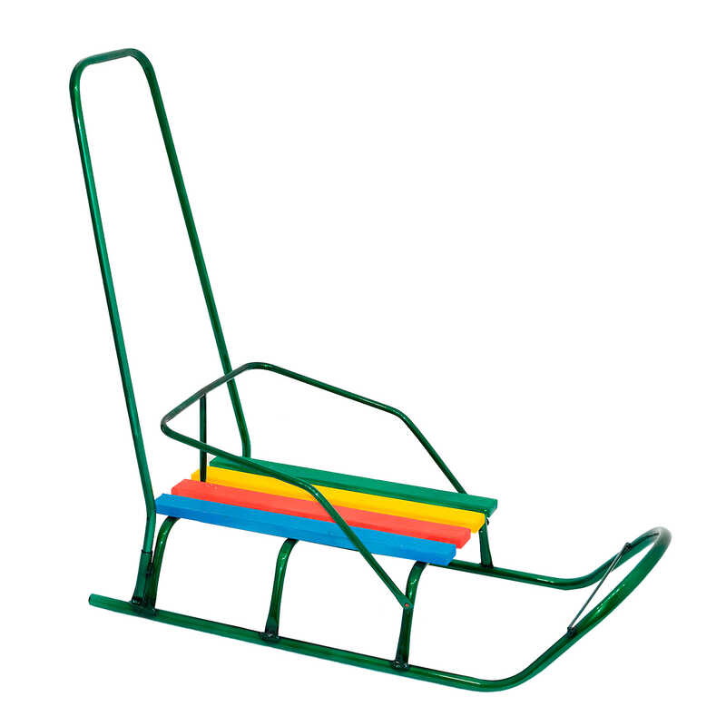 гр Сани "Класік" круглі полози - зелений / З РУЧКОЮ /