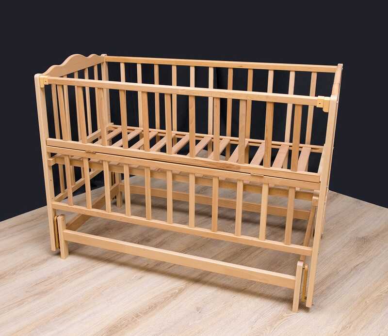 гр Ліжечко дитяче "Анастасія-2" (1) шарнір-підшипник з відкидною боковиною, бук (натуральний колір)