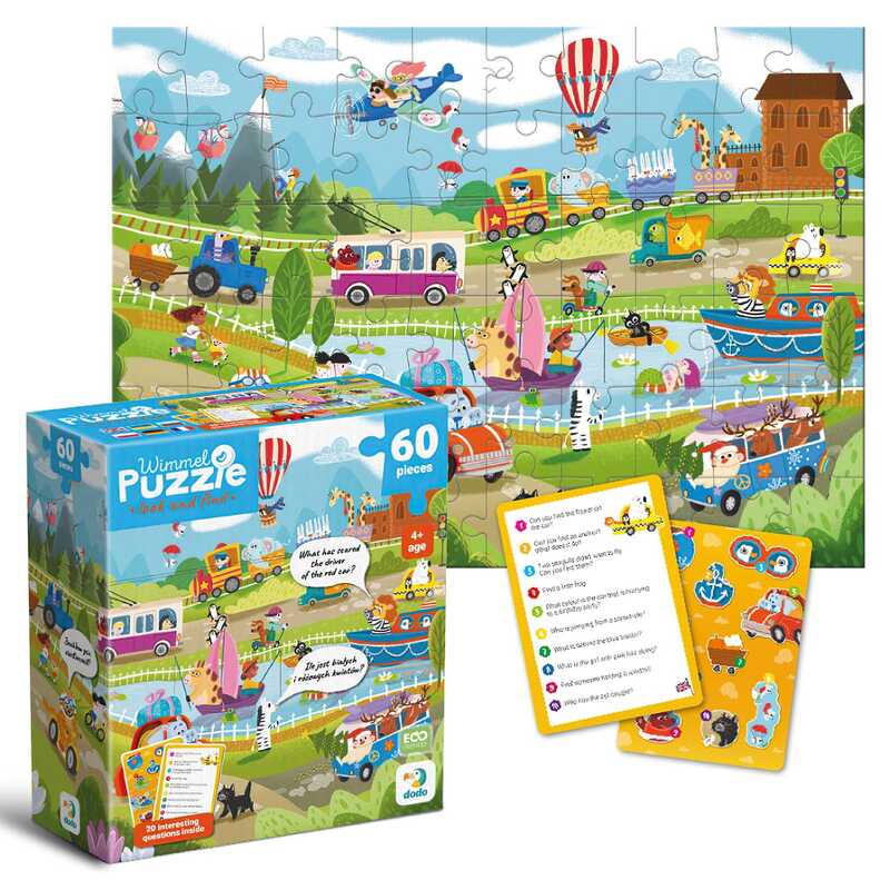гр Вімельпазл "Диво-транспорт" 300660 (32) "DoDo", 60 елементів, картки із завданнями, в коробці