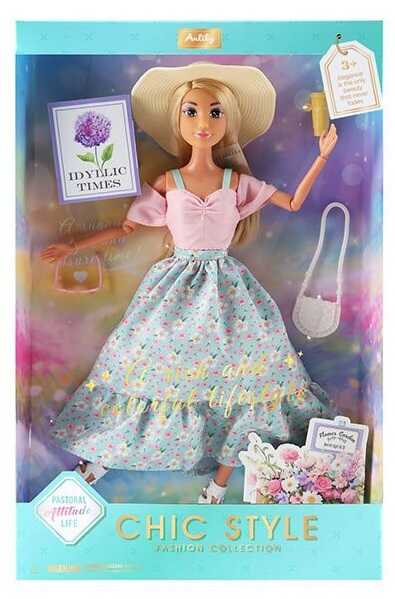 Лялька 616589 (36) висота 30 см, шарнірні суглоби, знімний одяг та взуття, окуляри, сумочка, напій, в коробці