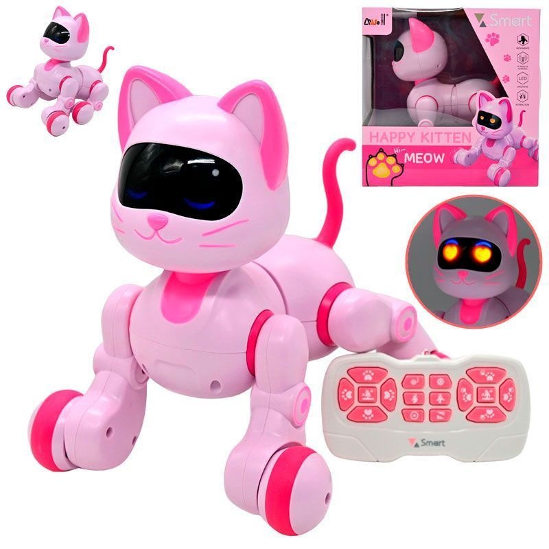 Робо-Котик на радіокеруванні 924-02, акум. 3,7 V, пульт керування, трюки, підсвічування, звуки, рухливі елементи, LED очі, сенсор. датчик, в коробці